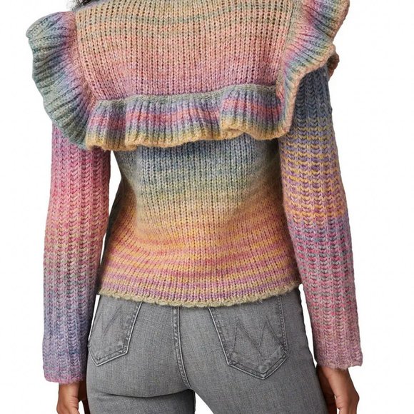 LoveShackFancy Yumi Rainbow Ruffle Sweater Pullover - Picture 6 of 13